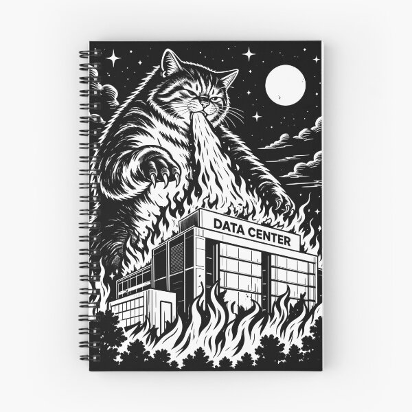 Item preview, Cat Burning The Data Center Funny Anti AI designed and sold by gordonbwyashop.