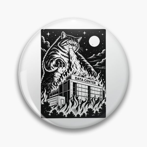 Item preview, Cat Burning The Data Center Funny Anti AI designed and sold by gordonbwyashop.