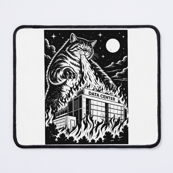 Item preview, Cat Burning The Data Center Funny Anti AI designed and sold by gordonbwyashop.