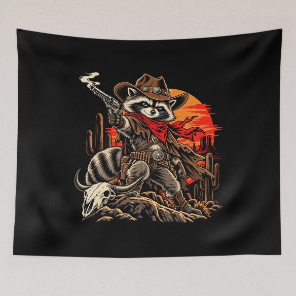 Item preview, Cowboy Raccoon Wild West Trash Panda designed and sold by Pandaburba.