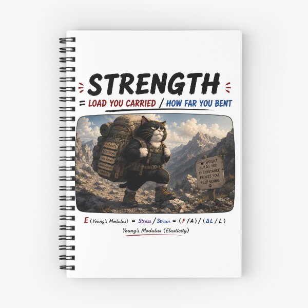 Item preview, THE EQUATION OF STRENGTH | Funny Cat Young's Modulus Pun designed and sold by ianm1028.