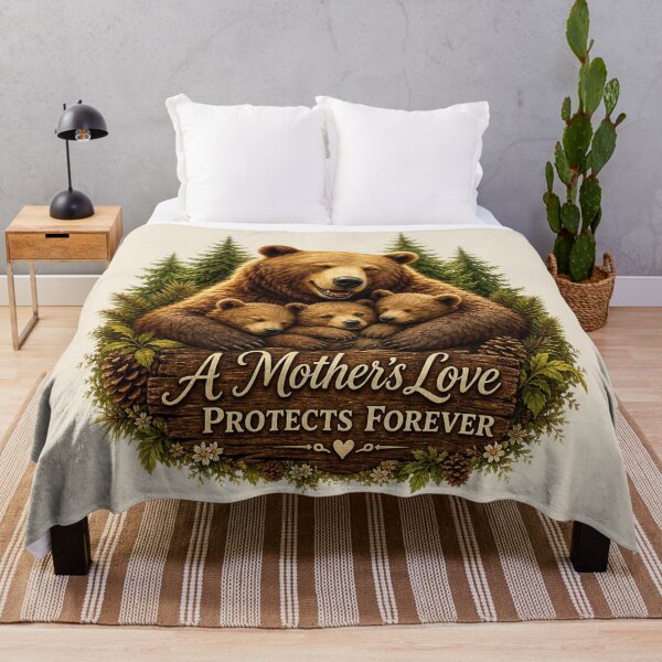 Item preview, A Mother's Love Protects Forever Bear & Baby Cubs designed and sold by Rosie's Wildflower Boutique.