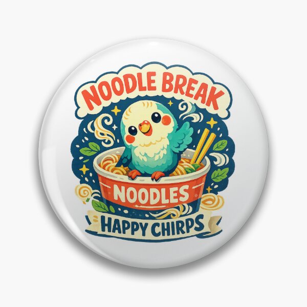 Item preview, Noodle Break Happy Chirps Cute Budgie Ramen Parakeet Food Art Design designed and sold by inkoutninja.