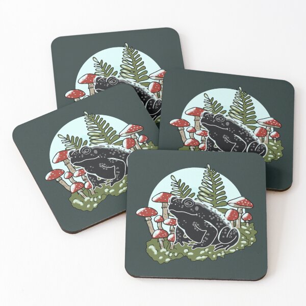 Item preview, Goblincore Frog with Amanita Mushrooms and Fern Moon Art  designed and sold by LeshanArt.