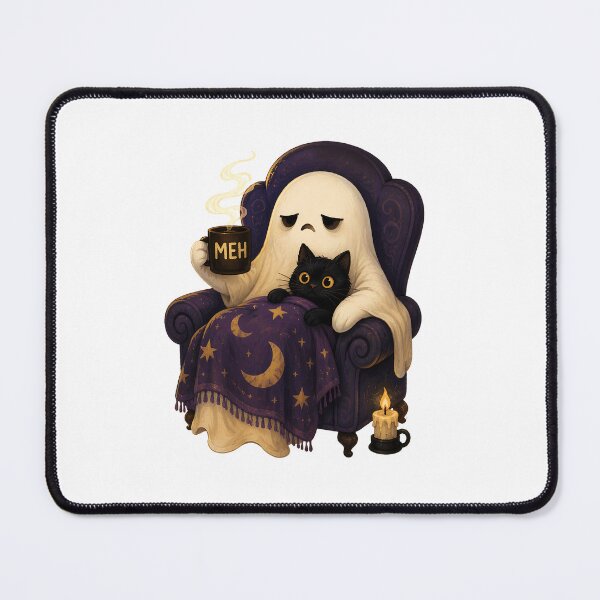 Item preview, Spooky Ghost Cat Meh Coffee Art designed and sold by OlyvieArt.