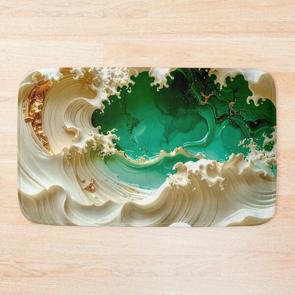Item preview, Sculptural Emerald Wave with Gold Seafoam designed and sold by Vicky Brago-Mitchell®.