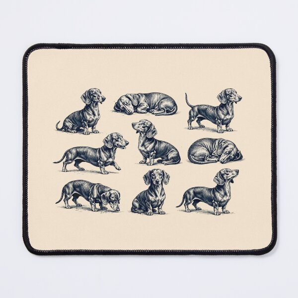 Item preview, Vintage Dachshund Poses Engraving Illustration Wiener Dog designed and sold by Yellowriversss.