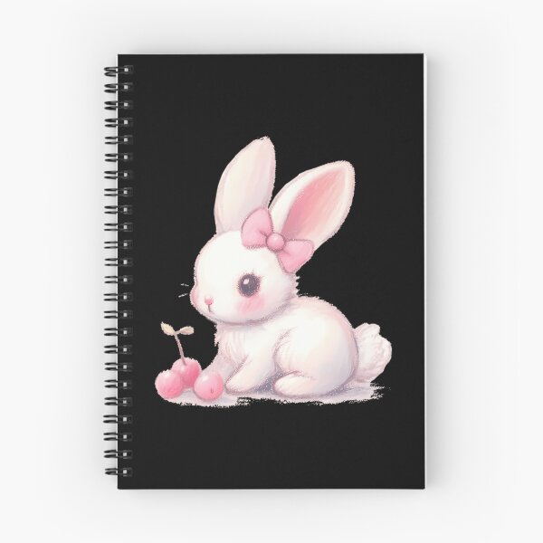 Item preview, Cute White Rabbit With Pink Bow And Cherry designed and sold by writtengriffinc.
