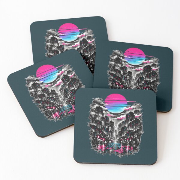Item preview, Neon Retrowave Noir Sumi-E Cyberpunk Cityscape designed and sold by KungPowUnicorn.