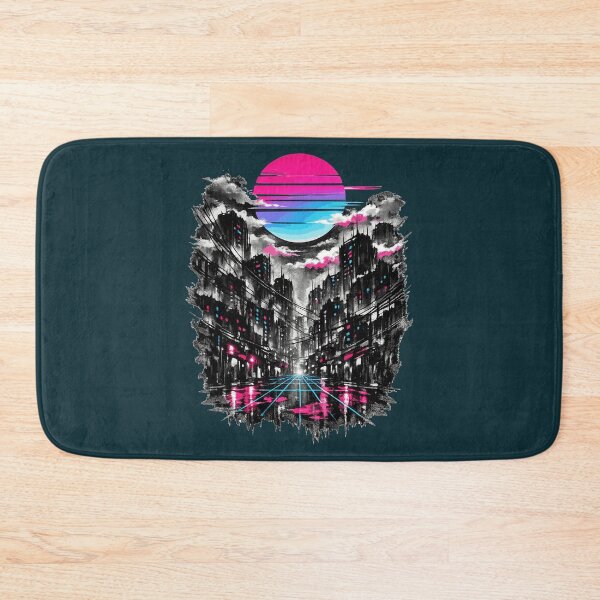 Item preview, Neon Retrowave Noir Sumi-E Cyberpunk Cityscape designed and sold by KungPowUnicorn.