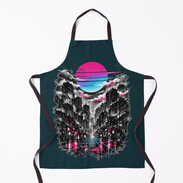 Item preview, Neon Retrowave Noir Sumi-E Cyberpunk Cityscape designed and sold by KungPowUnicorn.