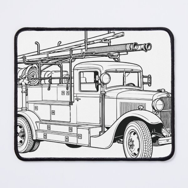 Item preview, Vintage Fire Truck – Classic Fire Engine Line Art designed and sold by ElceMare.