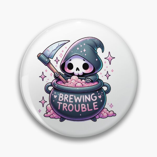 Item preview, Brewing Trouble Grim Reaper Cauldron Witch Halloween Mischief designed and sold by Polaris Bear.