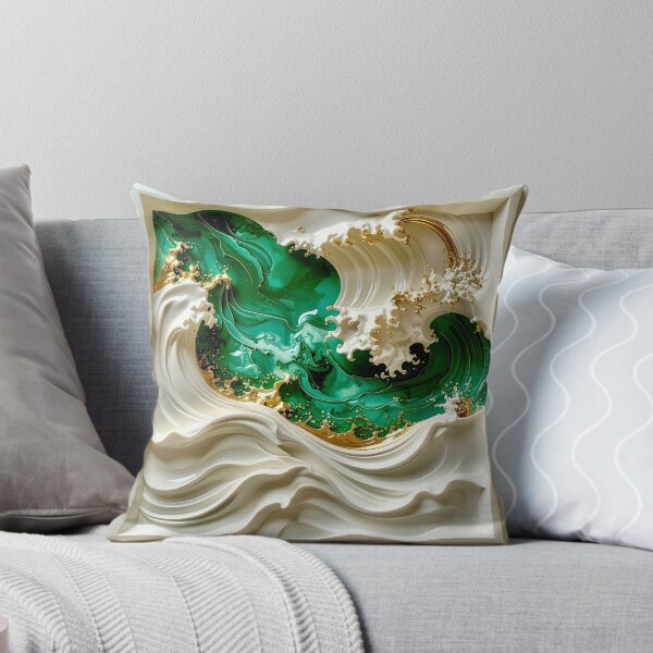 Item preview, Sculptural Emerald Wave with Gold Seafoam designed and sold by Vicky Brago-Mitchell®.