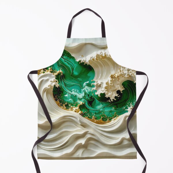 Item preview, Sculptural Emerald Wave with Gold Seafoam designed and sold by Vicky Brago-Mitchell®.