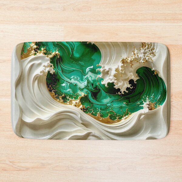 Item preview, Sculptural Emerald Wave with Gold Seafoam designed and sold by Vicky Brago-Mitchell®.