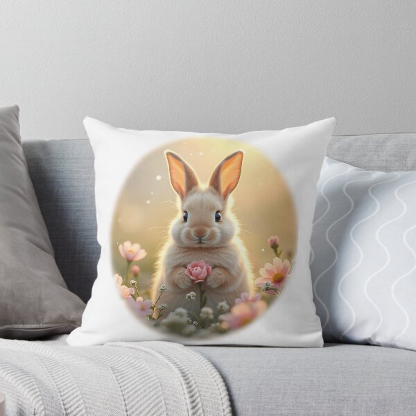 Item preview, Cute Little Bunny With Pink Flowers designed and sold by writtengriffinc.