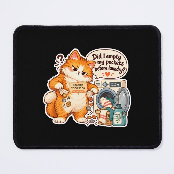 Item preview, NAGGINGCAT3 BY NAGGINGSTICKERSCO. DID I EMPTY MY POCKETS BEFORE LAUNDRY? MUNDANE COLLECTION | BLACK Edition | No.08 designed and sold by LaMaisonOfMY.