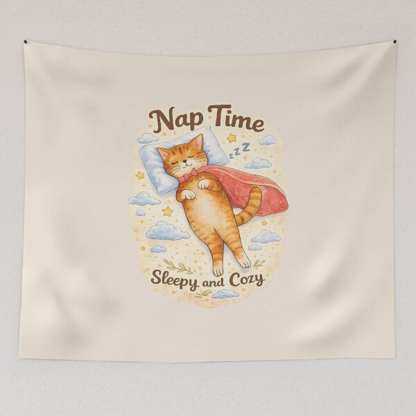 Item preview, Nap Time – Sleepy and Cozy Cat Watercolor Illustration designed and sold by blankTeeShirt.