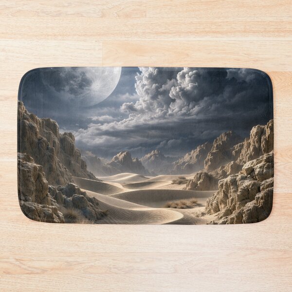 Item preview, Moonlit Desert Valley – Surreal Full Moon Fantasy Landscape Art Print designed and sold by Kaleidoscope Print.