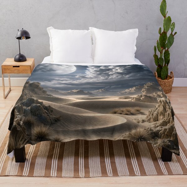 Item preview, Moonlit Desert Valley – Surreal Full Moon Fantasy Landscape Art Print designed and sold by Kaleidoscope Print.