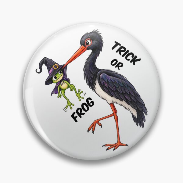 Item preview, Trick or Frog – Funny Halloween Black Stork and Witch Frog designed and sold by Buli89.