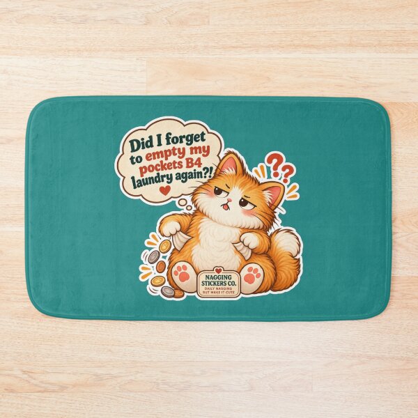 Item preview, NAGGINGCAT3 BY NAGGINGSTICKERSCO. DID I FORGET TO EMPTY MY POCKETS B4 LAUNDRY AGAIN?! MUNDANE COLLECTION | GREEN Edition | No.01 designed and sold by LaMaisonOfMY.