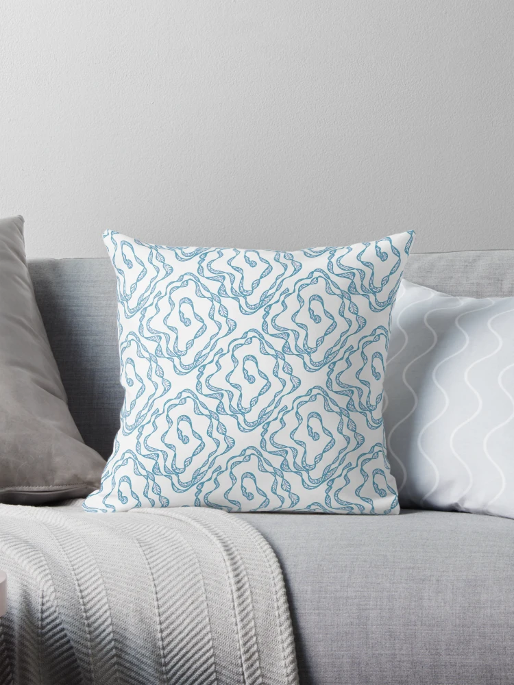 Thumbnail 1 of 4, Pillow, Blue Wavy Abstract Line Pattern designed and sold by SbRandomLab.