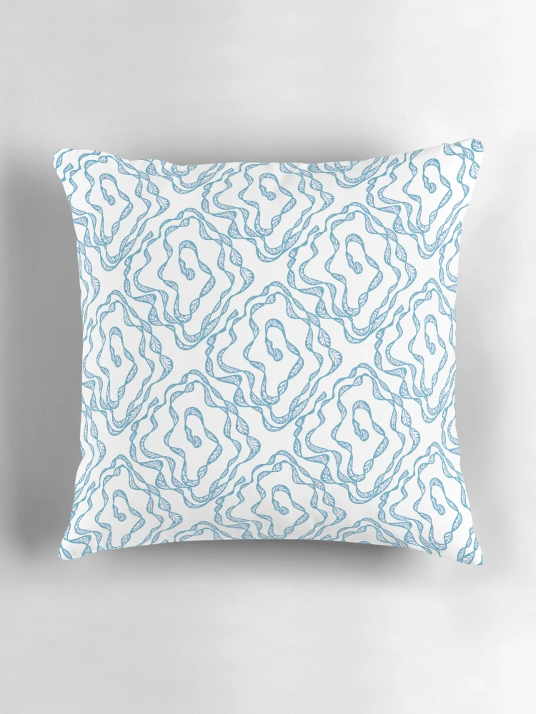 Thumbnail 3 of 4, Pillow, Blue Wavy Abstract Line Pattern designed and sold by SbRandomLab.