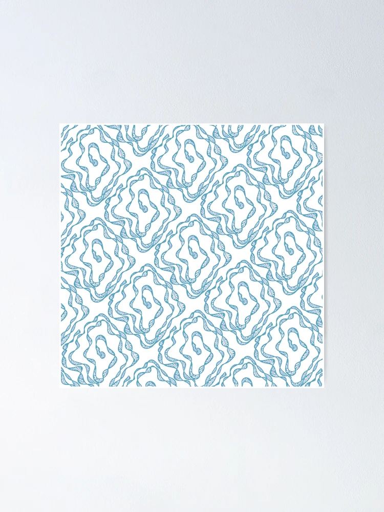 Thumbnail 1 of 3, Poster, Blue Wavy Abstract Line Pattern designed and sold by SbRandomLab.