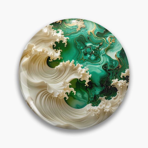 Item preview, Sculptural Emerald Wave with Gold Seafoam designed and sold by Vicky Brago-Mitchell®.