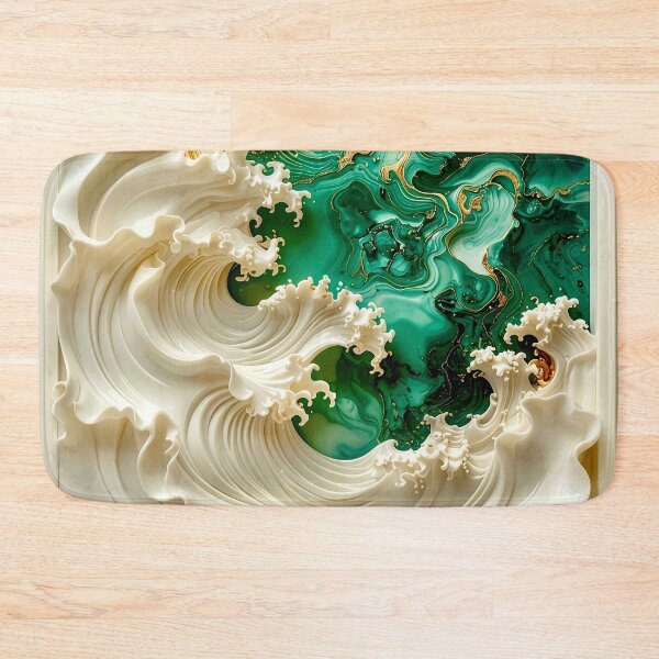 Item preview, Sculptural Emerald Wave with Gold Seafoam designed and sold by Vicky Brago-Mitchell®.