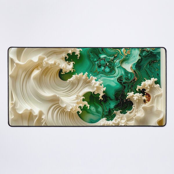 Item preview, Sculptural Emerald Wave with Gold Seafoam designed and sold by Vicky Brago-Mitchell®.