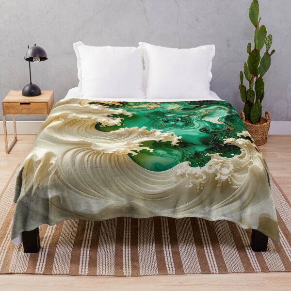 Item preview, Sculptural Emerald Wave with Gold Seafoam designed and sold by Vicky Brago-Mitchell®.