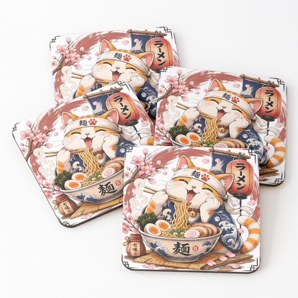 Item preview, Funny Ramen Cat Japanese Food Lover Cherry Blossom designed and sold by roni-harbor.