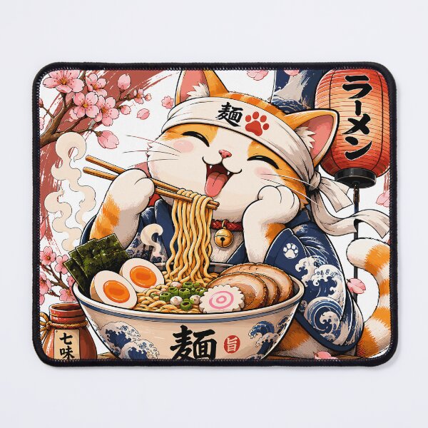 Item preview, Funny Ramen Cat Japanese Food Lover Cherry Blossom designed and sold by roni-harbor.