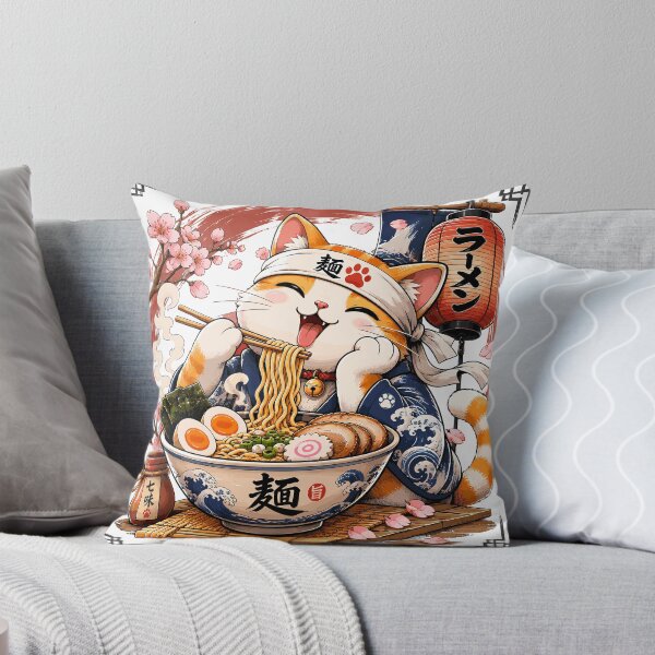 Item preview, Funny Ramen Cat Japanese Food Lover Cherry Blossom designed and sold by roni-harbor.