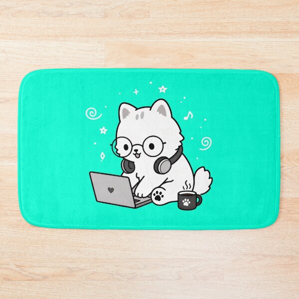 Item preview, Cute Cat Typing on Laptop Whimsical Art designed and sold by OlyvieArt.