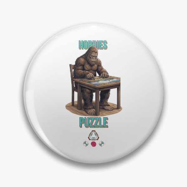 Item preview, Bigfoot Solving a Jigsaw Puzzle - Sasquatch Cryptid Art T-Shirt, Sticker, and Mug designed and sold by Whimsy Trail Co.