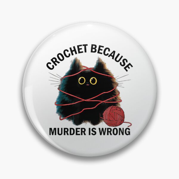 Item preview, Crochet Because Murder Is Wrong Funny Vintage Cat designed and sold by junglegreenb.