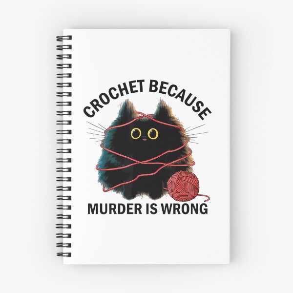 Item preview, Crochet Because Murder Is Wrong Funny Vintage Cat designed and sold by junglegreenb.