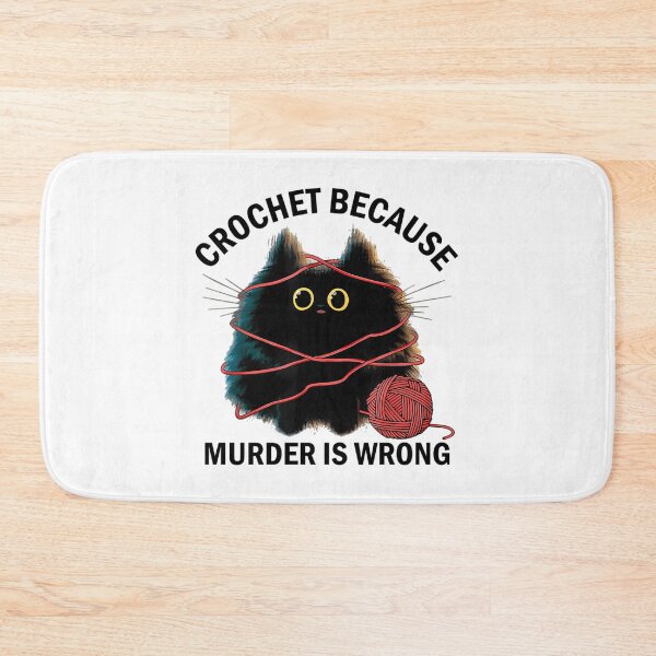 Item preview, Crochet Because Murder Is Wrong Funny Vintage Cat designed and sold by junglegreenb.