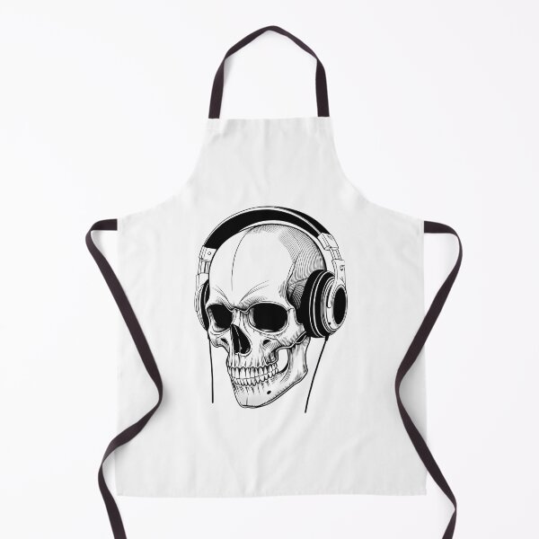 Item preview, Angled Skull With Headphones Black And White Illustration designed and sold by azoandray.