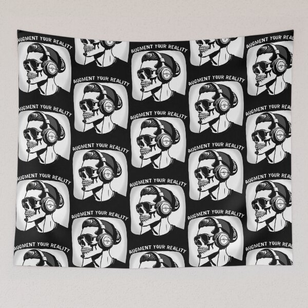 Item preview, Augment Your Reality Skull With Hipster Headphones Artistic Design designed and sold by azoandray.