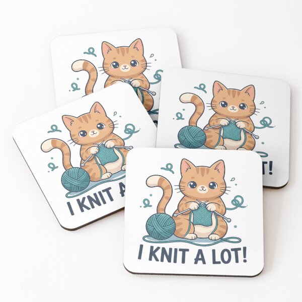 Artikelvorschau, Ich stricke viel – Grafik einer süßen Katze für Strickbegeisterte entworfen und verkauft von junglegreenb.
