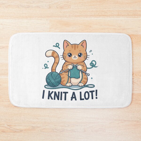 Artikelvorschau, Ich stricke viel – Grafik einer süßen Katze für Strickbegeisterte entworfen und verkauft von junglegreenb.