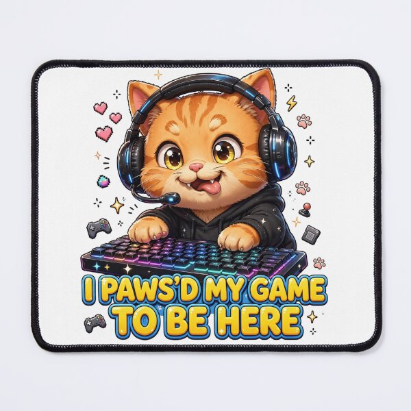 Item preview, I Paws'd My Game To Be Here - Cute Gamer Cat Design designed and sold by prithvi chand.