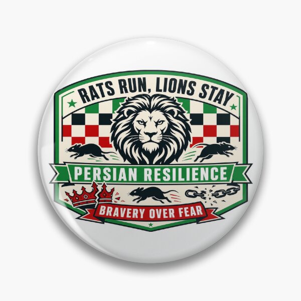 Item preview, Rats Run, Lions Stay — Persian Resilience Retro Badge designed and sold by Art&Fun.