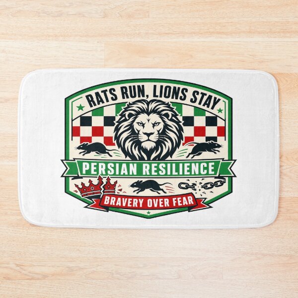 Item preview, Rats Run, Lions Stay — Persian Resilience Retro Badge designed and sold by Art&Fun.