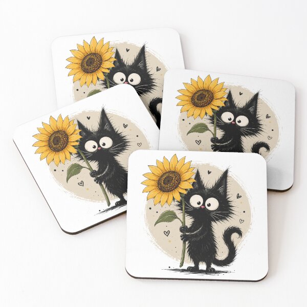 Item preview, Black Cat With Sunflower Cute Floral Cat Lover designed and sold by andre-hollow.